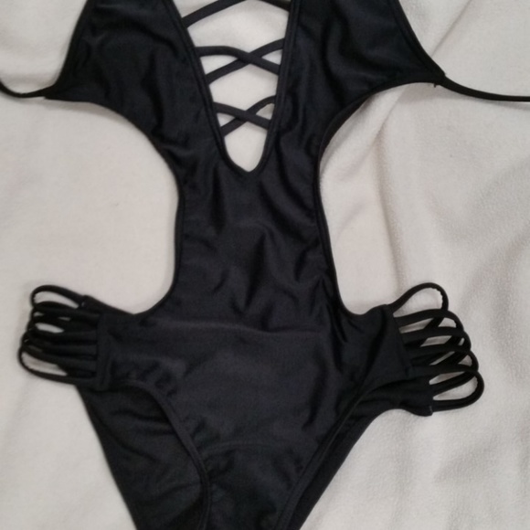 macy's black one piece swimsuit